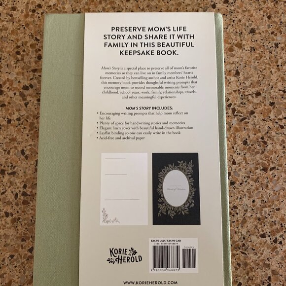 Journal Book Moss Green with Gold Lettering "Mom's Story" Keepsake Gift - Picture 3 of 4